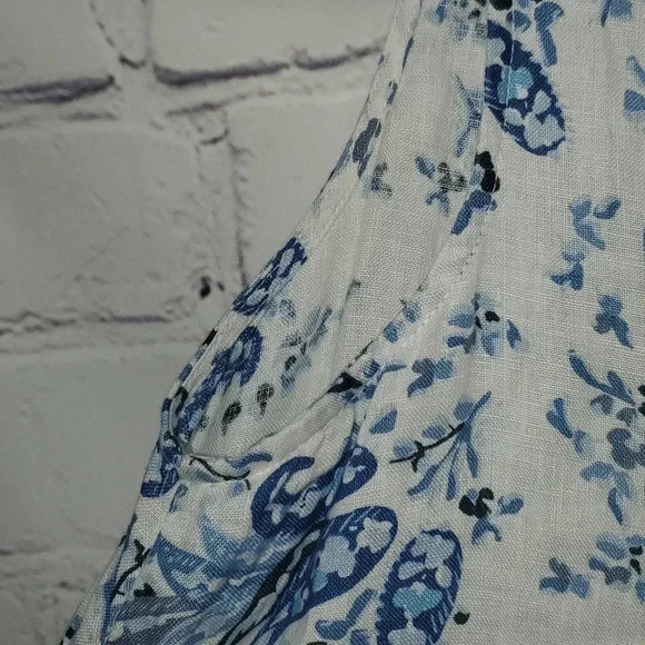 Lucky Brand Blue and White Floral Paisley Coastal 100% Linen Shift Dress Size XS - Picture 8 of 11